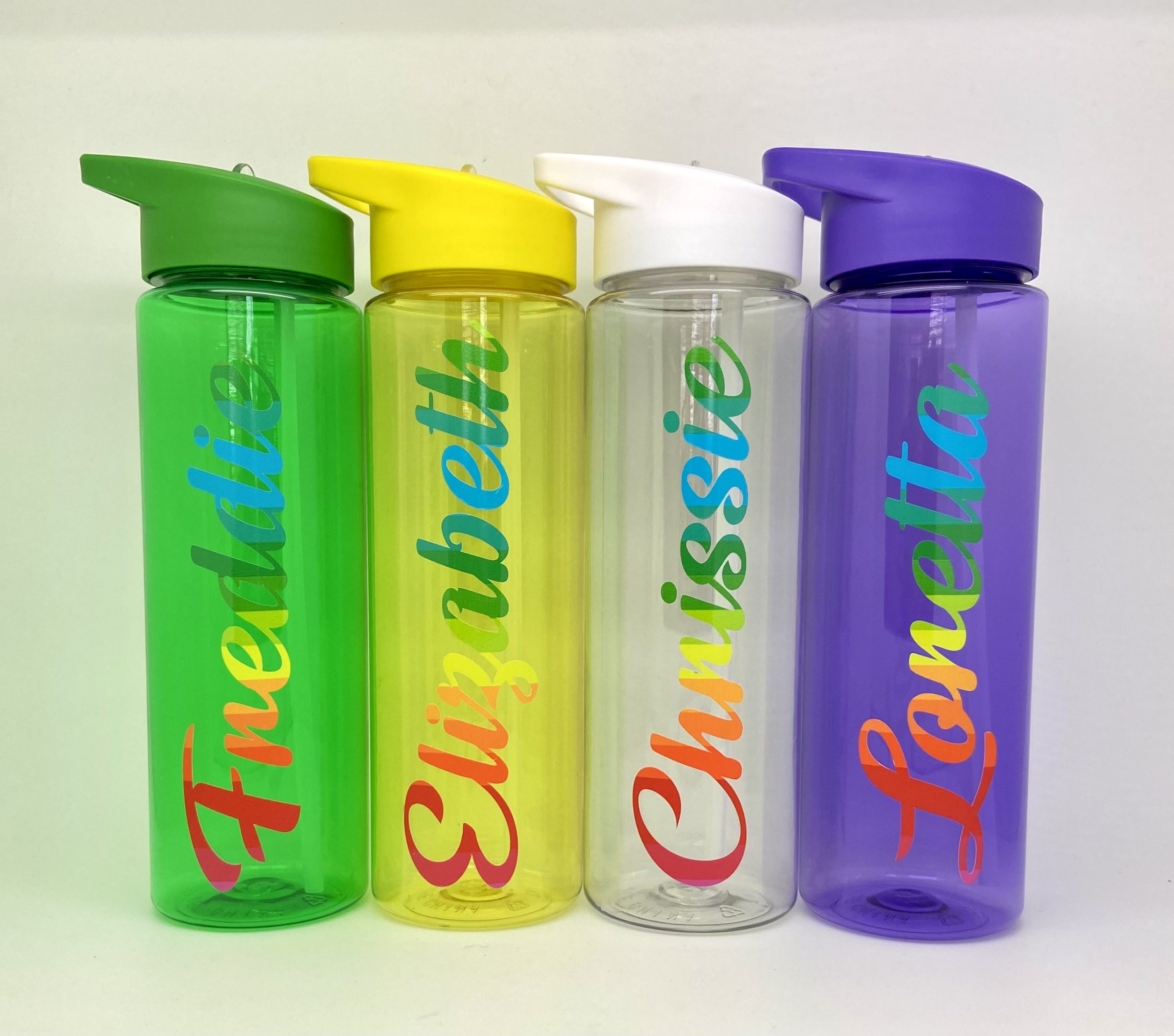 700 ml Flip Top Straw Bottle with Smooth Gloss Rainbow Vinyl Name It
