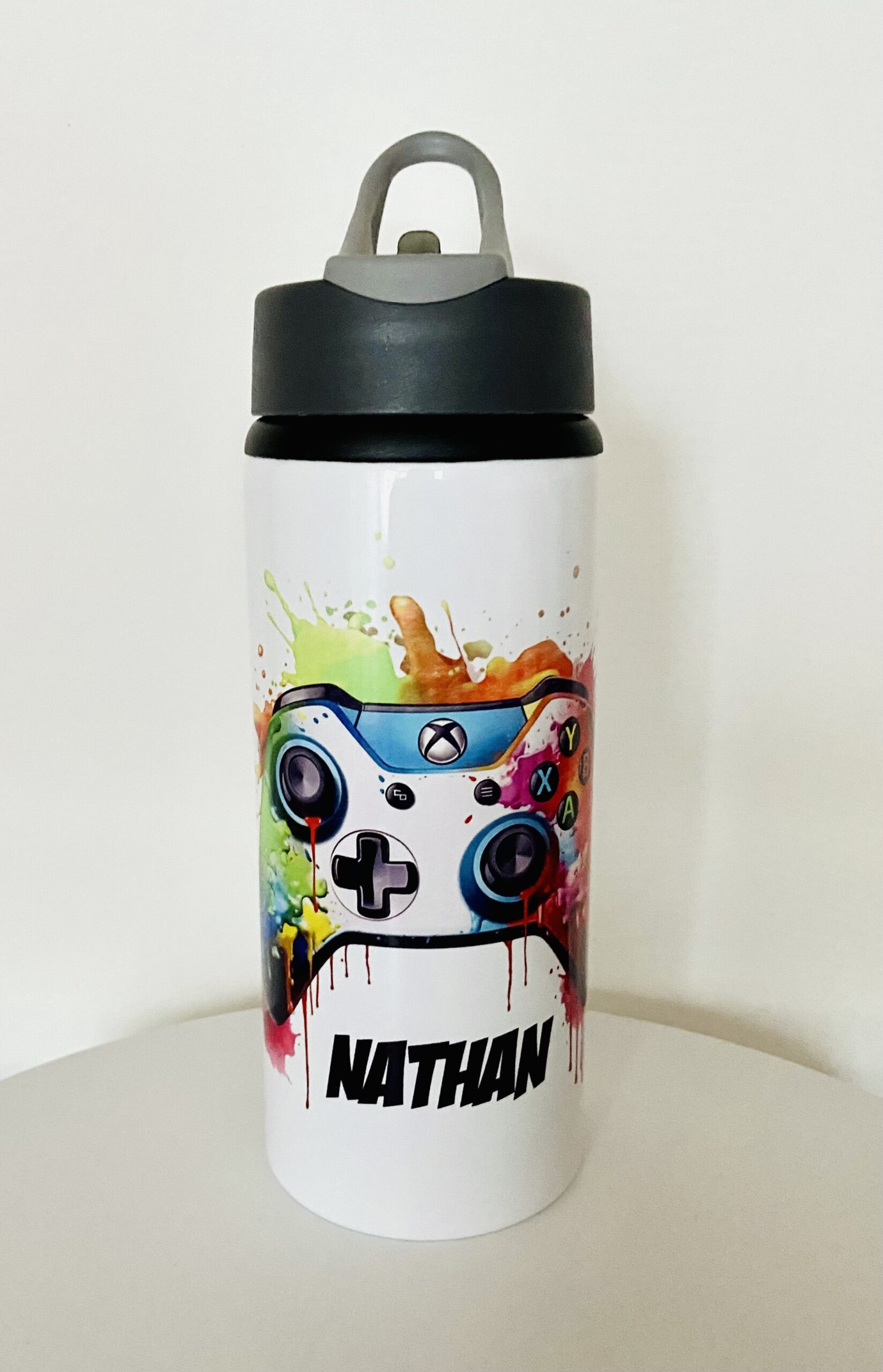Personalised Aluminium Games Controller Water Bottle 650ml. Name It With Love Personalised