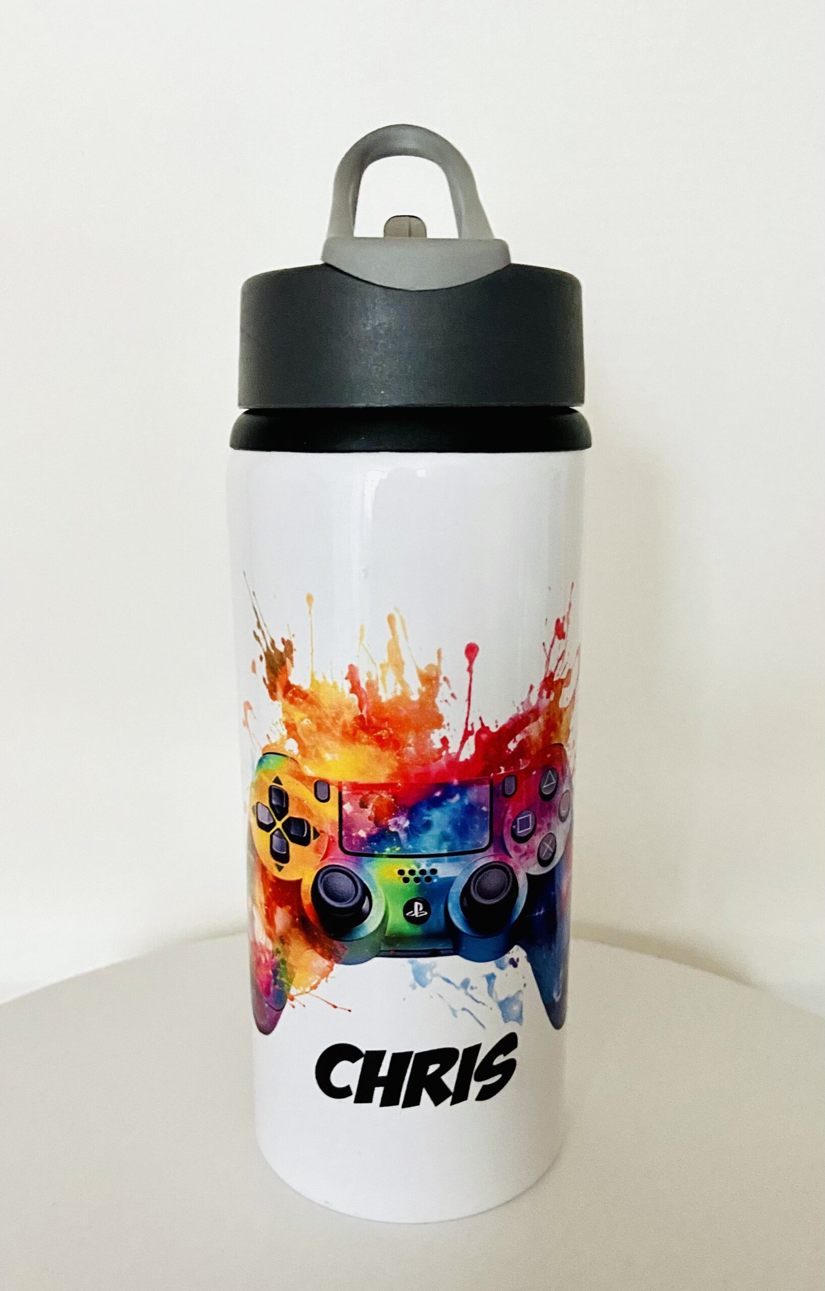 Personalised Aluminium Games Controller Water Bottle 650ml. Name It With Love Personalised