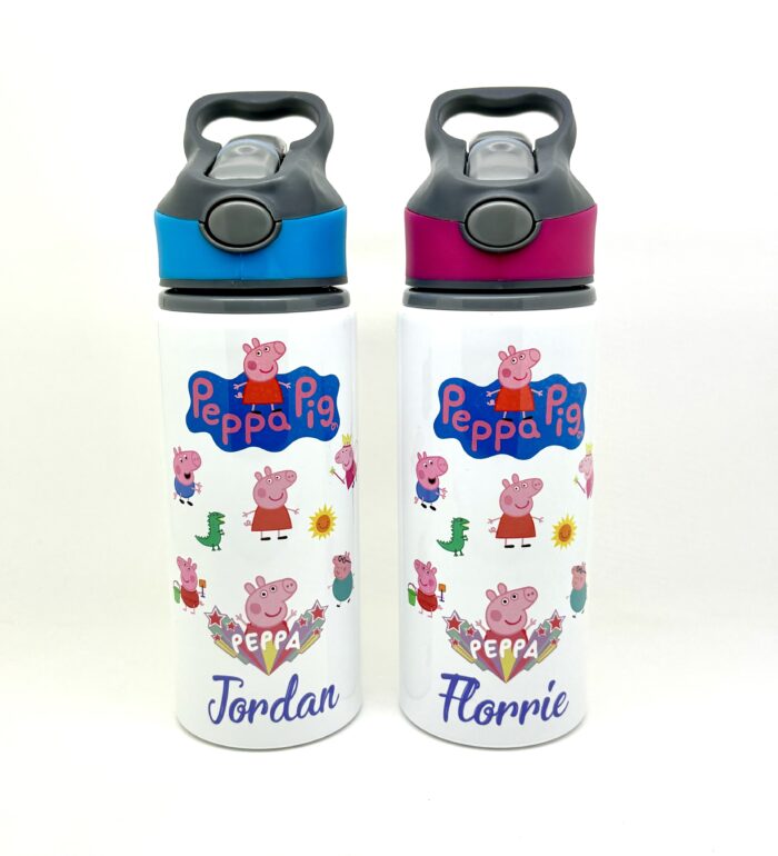 Peppa Pig Inspired 650ml Flip Top Water Bottle With Straw 2 Colours ...